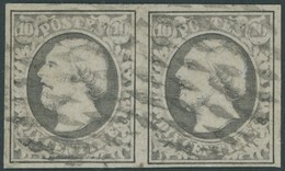 LUXEMBURG 1d Paar O, 1856, 10 C. Grauschwarz Im Waagerechten Paar, Pracht, Gepr. Pfenninger - Sonstige & Ohne Zuordnung