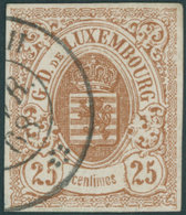 LUXEMBURG 8 O, 1859, 25 C. Braun, Kabinett, Gepr. Demuth, Mi. 350.- - Other & Unclassified