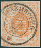 LUXEMBURG 11 O, 1859, 40 C. Rotorange, Zentrisch Gestempeltes Kabinettstück, Gepr. Demuth, Mi. (300.-) - Sonstige & Ohne Zuordnung