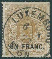 LUXEMBURG 25 O, 1872, 1 Fr. Auf 371/2 C. Gelbbraun, Pracht, Gepr. Demuth, Mi. 100.- - Other & Unclassified