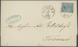 NORWEGEN 14 BRIEF, 1867, 3 Sk. Blau Auf Prachtbrief Von BERGEN Nach Tromsö - Sonstige & Ohne Zuordnung