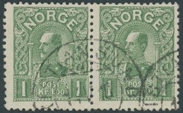 NORWEGEN 72 Paar O, 1909, 1 Kr. Hellgrün Im Waagerechten Paar, Pracht - Sonstige & Ohne Zuordnung