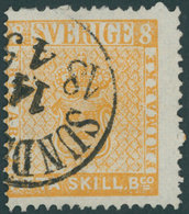 SCHWEDEN 4a O, 1855, 8 Skill. Bco. Orange, (Facit 4a), K1 SUNDSWALL, Pracht, Fotoattest Sjöman - Sonstige & Ohne Zuordnung