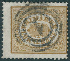 SCHWEDEN 13 O, 1862, 3 Ö. Gelbbraun Mit Dänischem Nummernstempel 1, Leicht Dezentriert, Pracht, Mi. (380.-) - Sonstige & Ohne Zuordnung