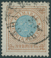 SCHWEDEN 26B O, 1877, 1 Rd. Braun/blau, Gezähnt 13, Normale Zähnung, Pracht, Mi. 500.- - Sonstige & Ohne Zuordnung