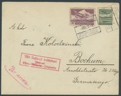 TSCHECHOSLOWAKEI 303,306 BRIEF, 1933, 50 H. Und 2 Kc. Flugpost Auf Brief Mit Rotem R3 Mit Luftpost Befördert Postamt Ess - Other & Unclassified