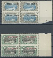 FRANZÖSISCH-OZEANIEN 82/3 VB **, 1924, 3 Fr. Auf 5 Fr. Grau/blau Und 10 Fr. Auf 5 Fr. Grün/grau, Je Im Randviererblock,  - Sonstige & Ohne Zuordnung