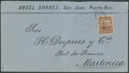 PUERTO RICO 1904, Firmenbrief Aus San Juan Mit USA-Frankatur (Mi.Nr. 145A) über St. Thomas Und Dänisch Westindien Nach M - Puerto Rico