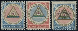 SALVADOR *, 1897, 3 Verschiedene Gedenkmarken Für Die Republik Zentralamerika, Falzrest, üblich Gezähnt Pracht - El Salvador