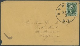 USA 6 BRIEF, Scott 15, 1861, 10 C. Grün Washington Mit Seltenem K1 AUBURIV N.Y., Feinst, R! - Sonstige & Ohne Zuordnung