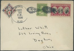 USA 1936, Sonderstempel WING ILL. 22. DEZ. Auf Mit Weihnachtsvignette, Feinst - Other & Unclassified