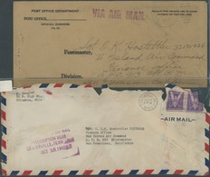 USA 1943, Flugzeugabsturzbrief Mit Katasthrophen-L4 CENTERVILLE TENN OCT 15 Auf Brieffragment Aus COLUMBUS,OHIO Und Post - Sonstige & Ohne Zuordnung