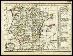 Spanien Und Portugal, D`Espagne Et De Portugal, Grenzkolorierter Kupferstich Aus Delamarché Petit Atlas Um 1785 - Other & Unclassified