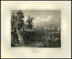 DRESDEN: Das Ehemalige Nymphenbad Am Zwinger, Stahlstich Von Rohbock/Poppel Um 1850 - Lithographien