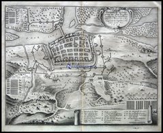 FRANKFURT/ODER, Grundriß Und Belagerung Im Jahre 1634, Kupferstichum 1700 - Lithographien