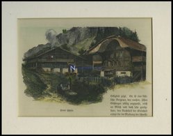 Berner Bauernhäuser, Kolorierter Holzstich Um 1880 - Lithographien