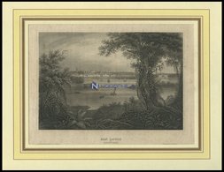 USA: St. Louis Am Mississippi, Gesamtansicht Von Der Seeseite, Stahlstich Von B.I. Um 1840 - Lithographien