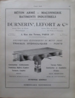 Durnerin & Lefort & Cie - Béton Armé Pour Bâtiments Industriels - Page Catalogue Technique De 1925 (Dims Env 22 X 30 Cm) - Arbeitsbeschaffung