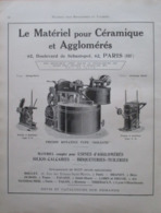 Presse BRIQUETERIE & TUILERIE  Ets Matériel Céramique & Agglo - Page Catalogue Technique De 1925 (Dims Env 22 X 30 Cm) - Machines