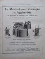 Presse BRIQUETERIE & TUILERIE  Ets Matériel Céramique & Agglo - Page Catalogue Technique De 1925 (Dims Env 22 X 30 Cm) - Maschinen