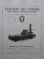 ENCOLLEUSE à TAMBOURS Pour Filature   - Ateliers Des Vosges - Page Catalogue Technique De 1925 (Dims Env 22 X 30 Cm) - Macchine