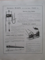 COMPRESSEUR Air/Eau  Pour Filature   - Ets Georges MAGIN   - Page Catalogue Technique De 1925 (Dims Env 22 X 30 Cm) - Maschinen