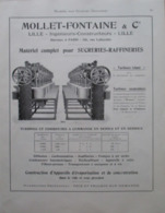 TURBINE ESSOREUSE Pour SUCRERIE ETs MOLLET FONTAINE à Lille - Page Catalogue Technique De 1925 (Dims Env 22 X 30 Cm) - Tools