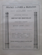 Architecture CONSTRUCTION D'USINES Ets  LANORD BICHATON Nancy - Page Catalogue Technique De 1925 (Dims Env 22 X 30 Cm) - Architecture