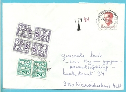 2203 Op Brief Stempel WORTEGEM-PETEGEM, Getaxeerd (taxe) Met TX 74+77 Stempel NIEUWERKERKEN(AALST) - 1981-1990 Velghe