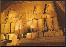 °°° 18645 - EGYPT - ABU SIMBEL TEMPLE ILLUMINATED BY NIGHT - 1984 With Stamps °°° - Tempel Von Abu Simbel