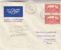 Algérie - Lettre De 1937 - Oblit Alger Gare - Exp Vers Casablan - 1er Vol Alger Oran - - Cartas & Documentos