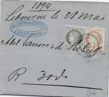 1874 - CERES AFFR. 3c ! Sur LETTRE IMPRIMEE De LIBOURNE (GIRONDE) - 1871-1875 Cérès