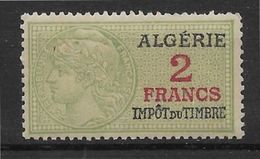 Algérie Fiscal 2 Francs - Petites Adhérences Sinon TB - Altri & Non Classificati