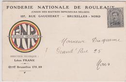 C.P. / Préo 2715B- Bruxelles 1921.Fonderie Nationale / L. Frank Brux-Nord - Roller Precancels 1910-19