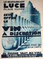 PUB   RESTAURANT  "  LUCE  "  PLACE CLICHY  PARIS  1930  ( 1 ) - Paris