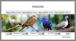 MALDIVES 2019 MNH Pigeons Doves Tauben M/S - OFFICIAL ISSUE - DH2007 - Pigeons & Columbiformes