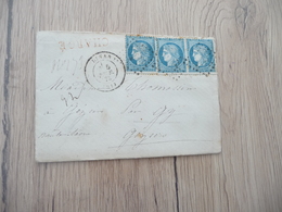 Lettre France Affranchissement Bicolore 3 TP N° 60 A 5/2/1873 1 Paire + 1 Dinan Pour Géziers Haute Saône - 1877-1920: Semi Modern Period