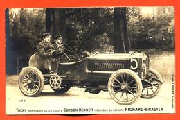 CPA Carte Photo Théry Vainqueur De La Coupe Gordon Bennet En 1904 Sur Sa Voiture Richard Brasier - Rallyes