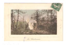 CPA  Métiers LE  CHARBONNIER Carte Colorisée Homme Dans Une Forêt Feu - Other & Unclassified