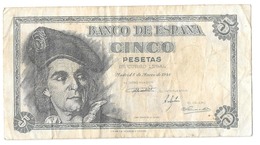 SPAGNA Banconota 5 PESETAS Banco De Espana 5/3/1948 - 5 Pesetas