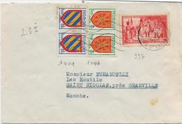 LETTRE AFFRANCHIE N° 997 + N° 1000 X2 +N° 1001 X 2 - CAD PARIS -GARE ST LAZARE 1955 - 1921-1960: Modern Period