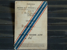 Militaria - Fédération Des Anciens De La Rhénanie Et De La Rhur - Section De Toulouse - Carte De Membre 1936 - 1914-18