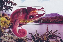 Micronesia 2003 Reptiles Chameleon Block - Tartarughe