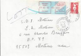 Vignette D'affranchissement Type "Comète" Sur Enveloppe - Bureau De Orchamps-Vennes (Doubs) - 1988 Type « Comète »