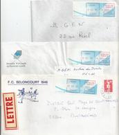 Lot De 3 Vignettes D'affranchissement Type "Comète" Sur Enveloppes - Bureau De Sochaux (Doubs) - 1988 Type « Comète »
