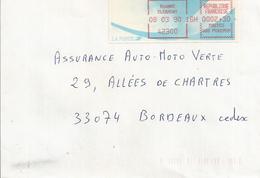 Vignette D'affranchissement Type "Comète" Sur Enveloppe - Bureau De Roanne Clermont (Loire) - 1988 Type « Comète »