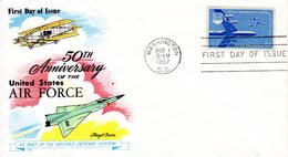 " 50 ANS DE L'US AIR FORCE " Sur Enveloppe 1er Jour De 1957. Parfait état. FDC - Militaria