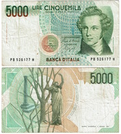 Italie. Billet De 5000 Lires. 1985 - [ 9] Collections