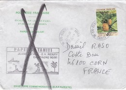 LETTRE POLYNESIE. 6 11 91. ENVELOPPE COMMEMORATIVE JEANNE D'ARC-E.V.HENRY CAMPAGNE 90/91 BARRÉ - Lettres & Documents