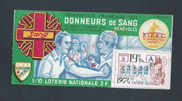 BILLET DE LOTERIE A LA SEMEUSE DONNEURS DE SANG PLIES : - Lottery Tickets